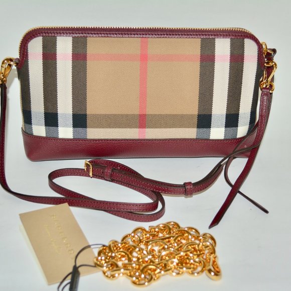NWT BURBERRY HOUSE CHECK DERBY LEATHER ABINGDON CROSSBODY BAG CLUTCH - Picture 9 of 9